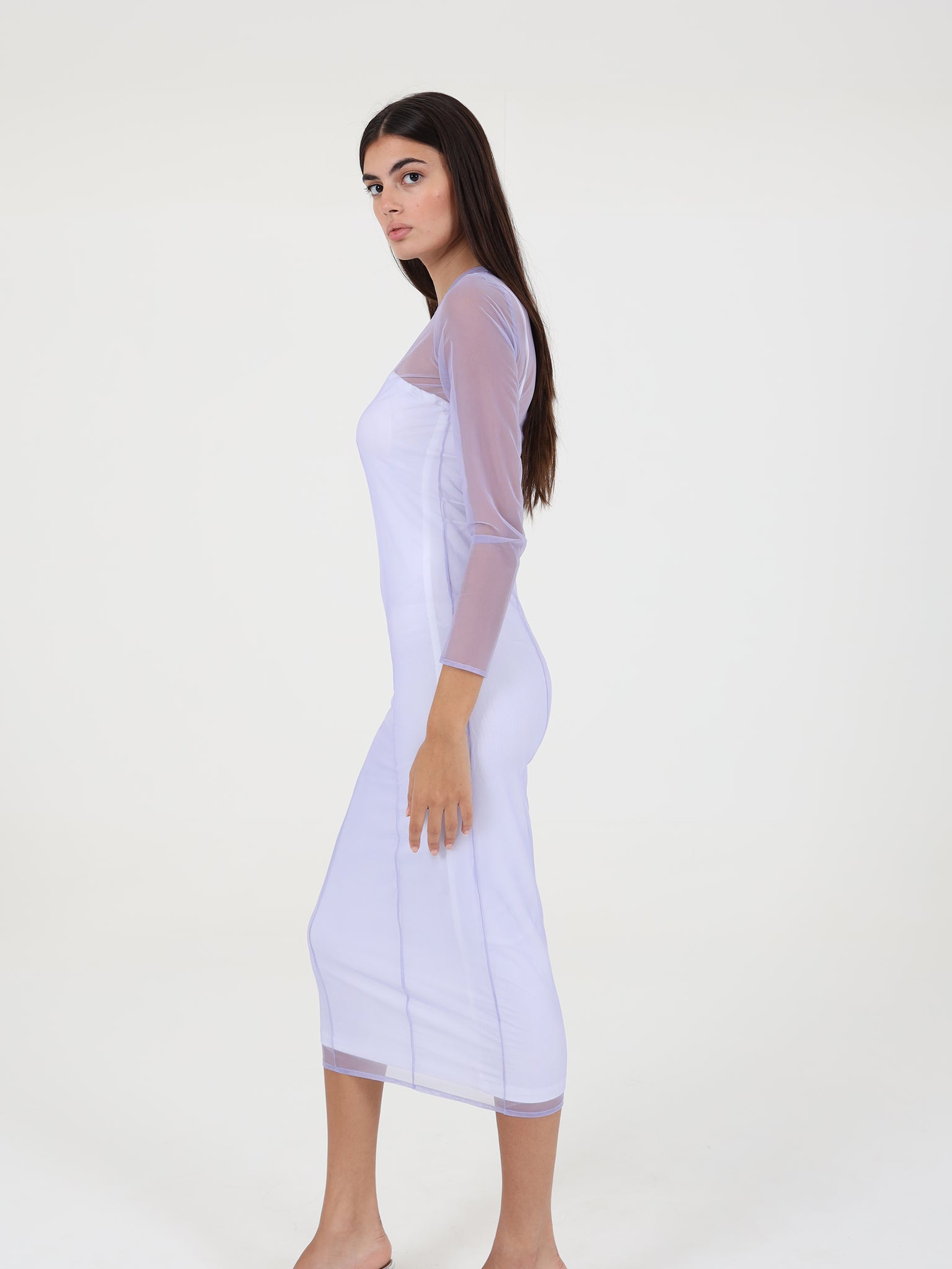 Midi Dress With Tulle Dress On Top