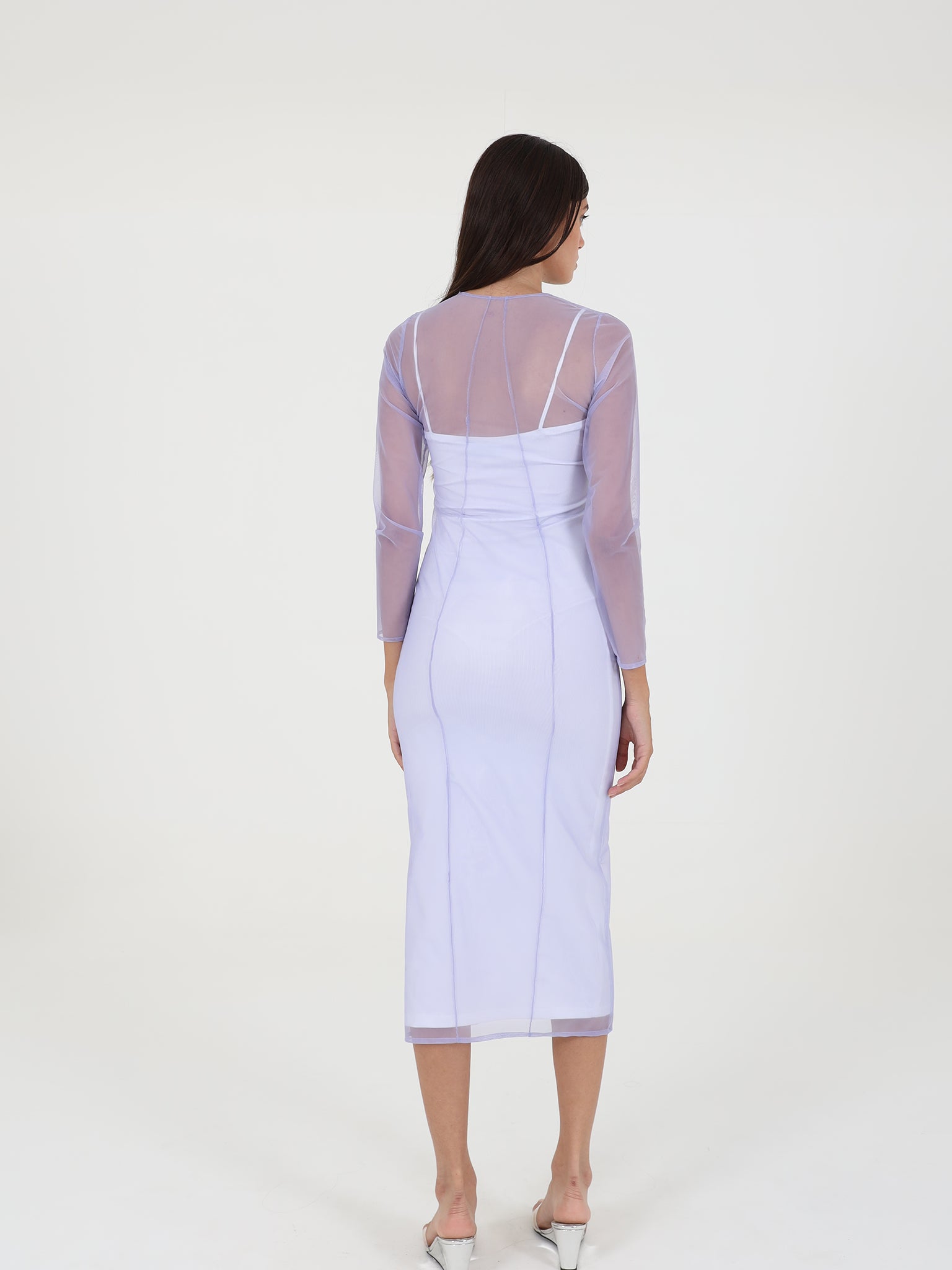 Midi Dress With Tulle Dress On Top