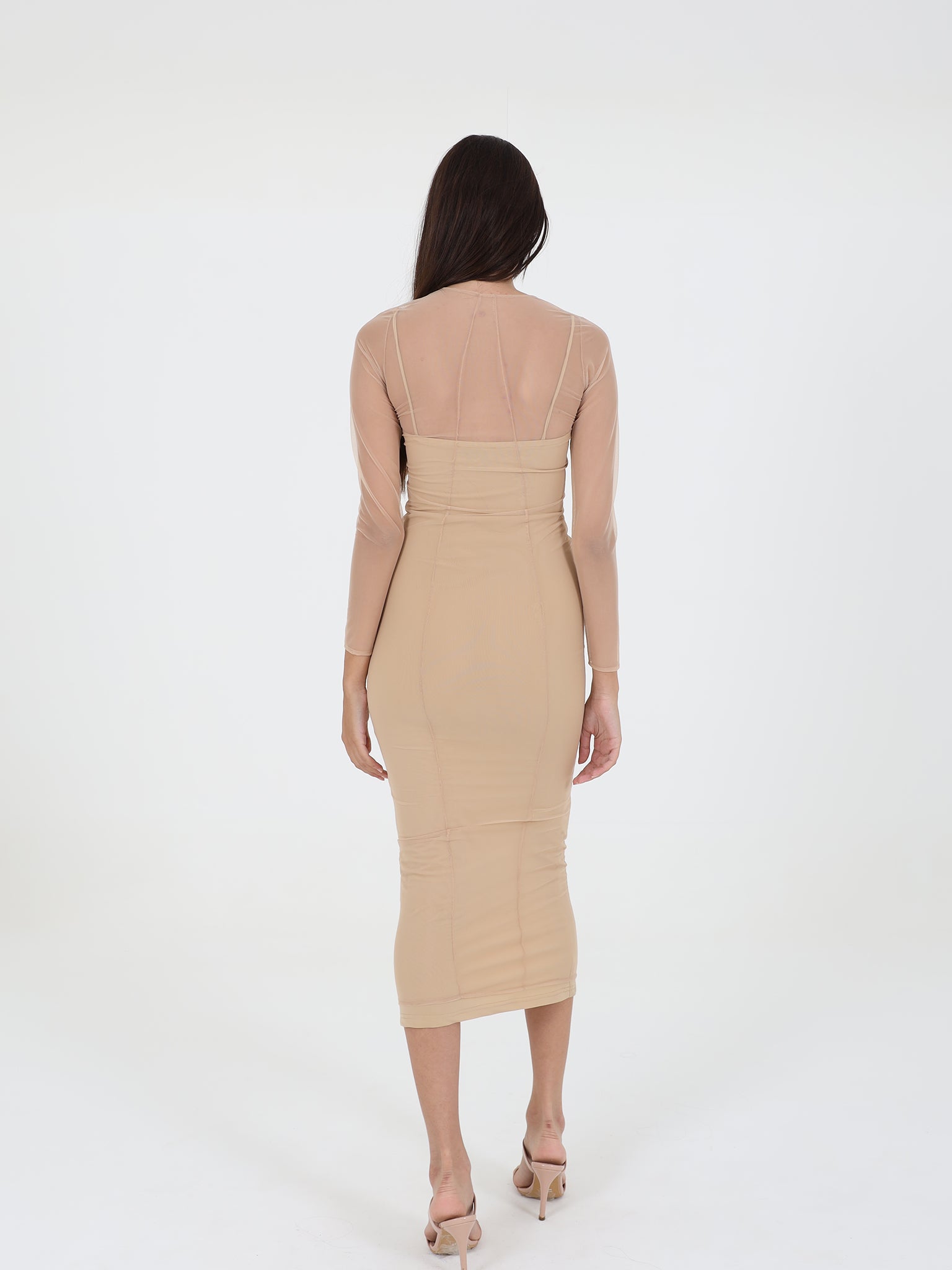 Midi Dress With Tulle Dress On Top