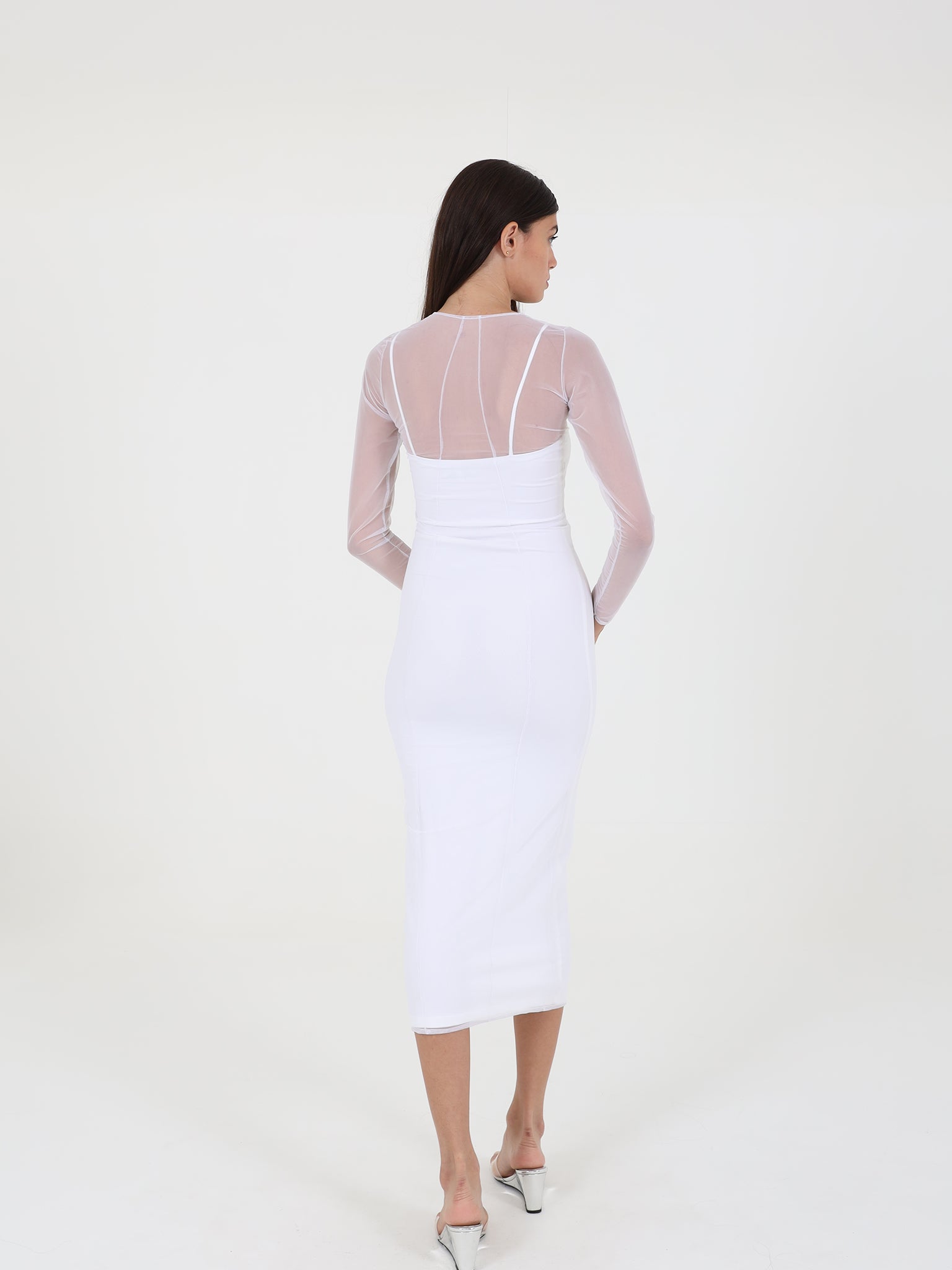 Midi Dress With Tulle Dress On Top