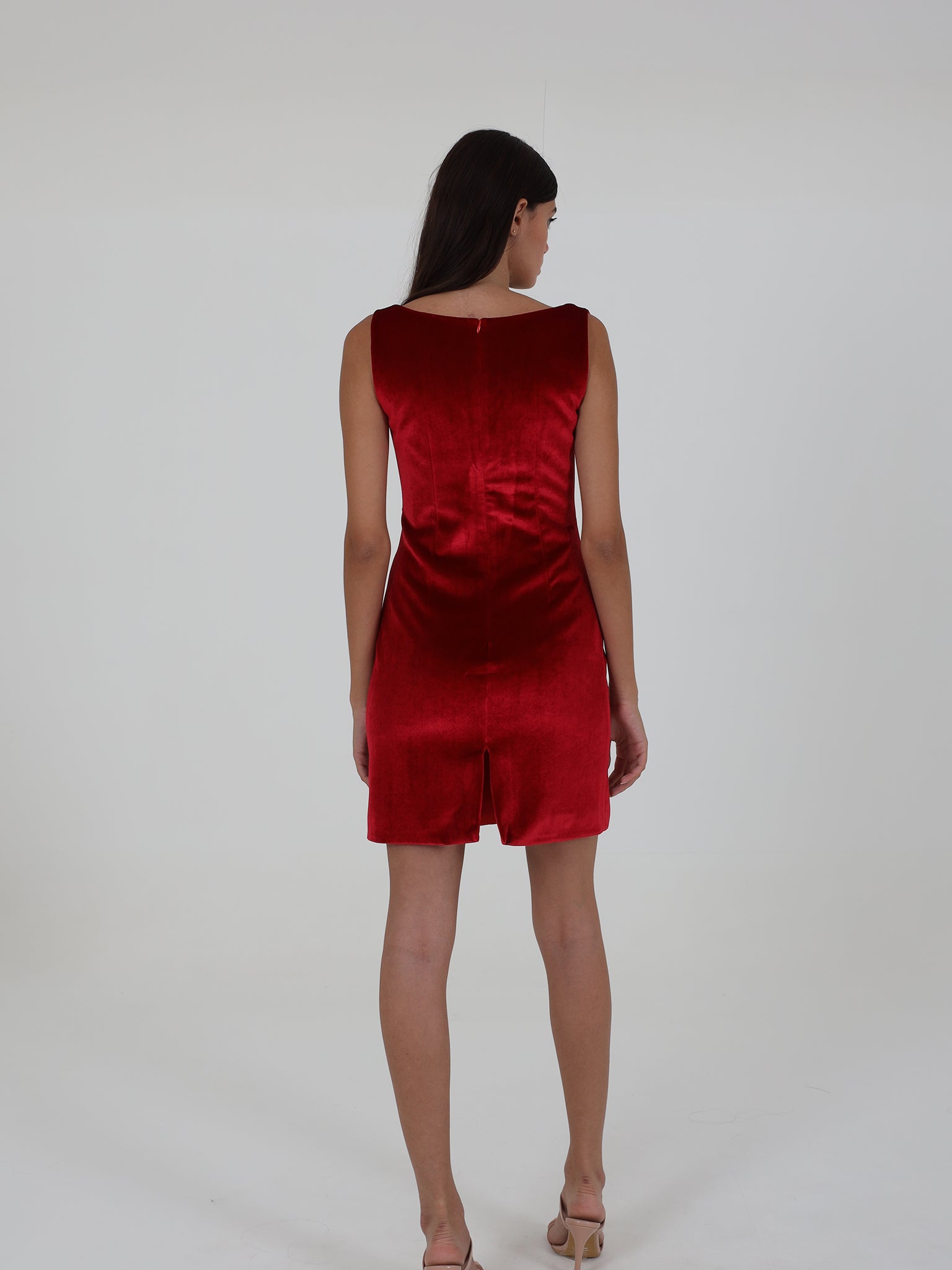 Velvet Low-Cut Dress With Sequin Detail