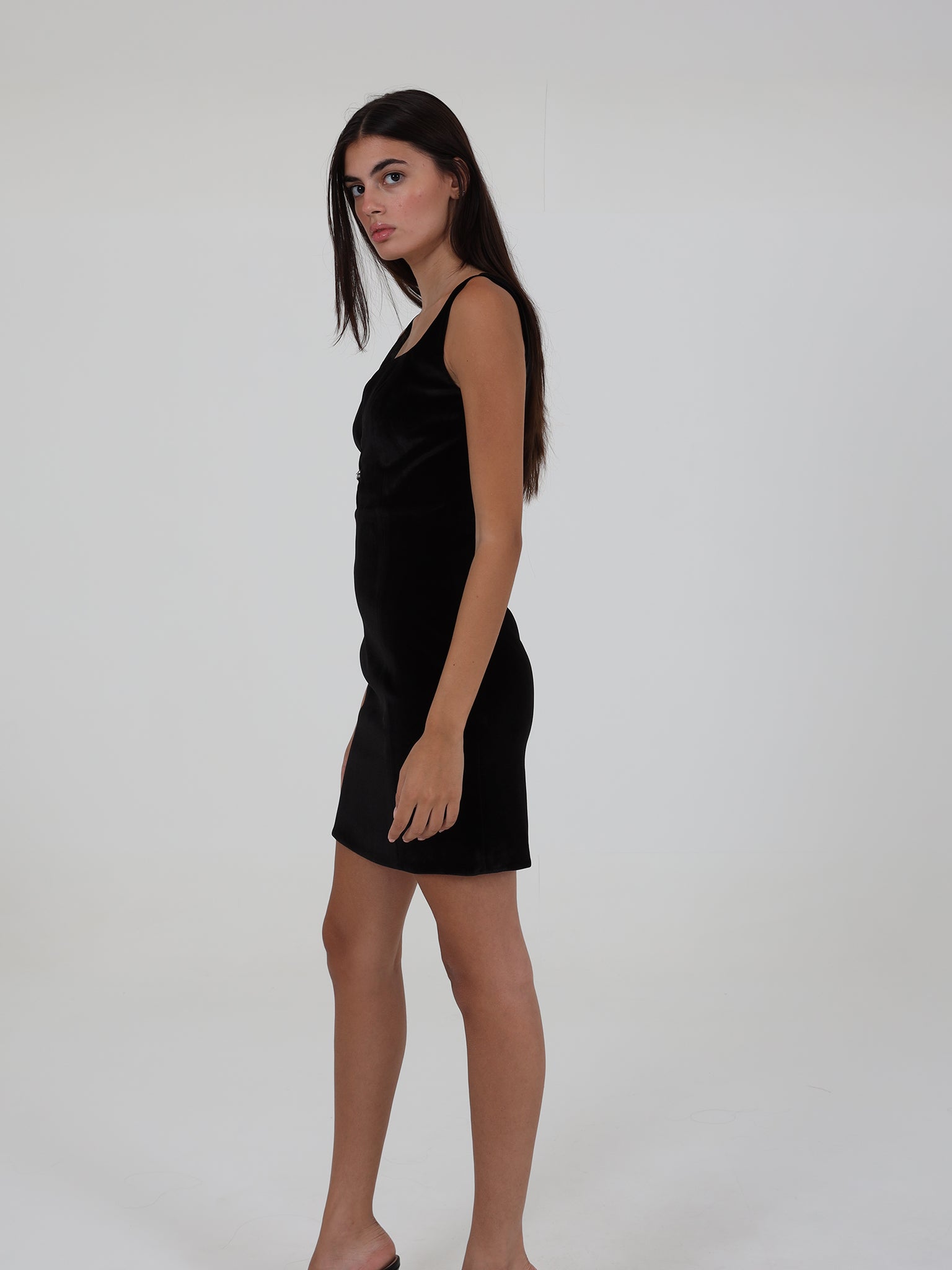 Velvet Low-Cut Dress With Sequin Detail