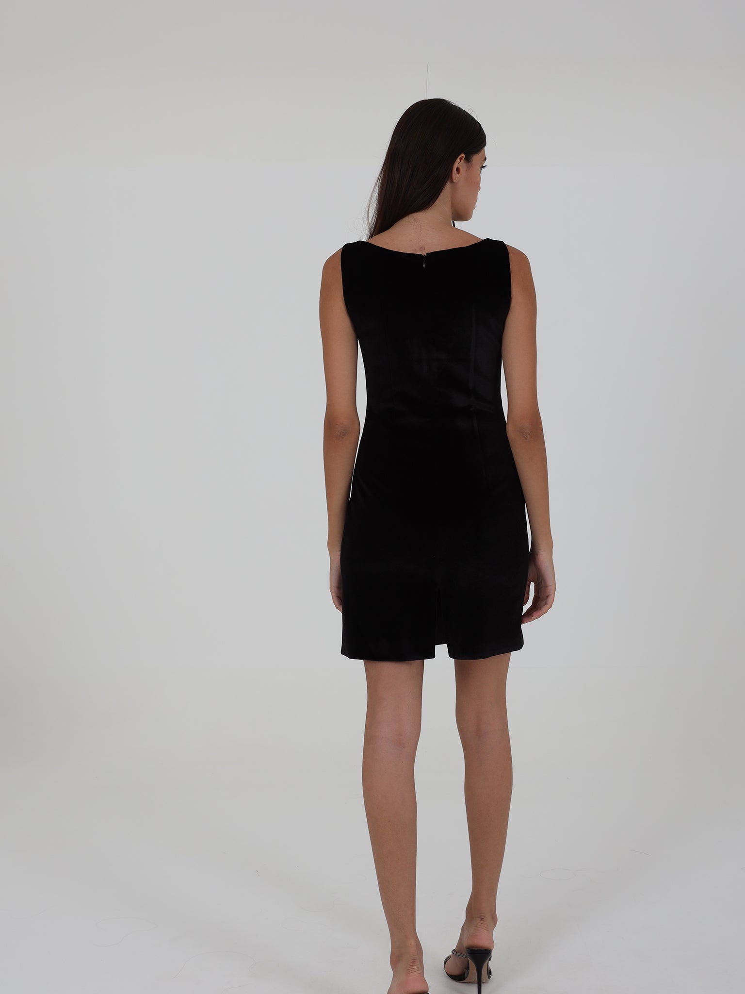 Velvet Low-Cut Dress With Sequin Detail