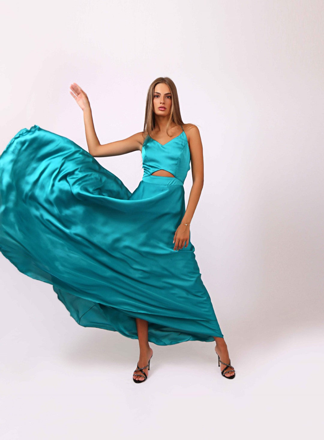 Satin Dress with Frontal Dress and Back Detail
