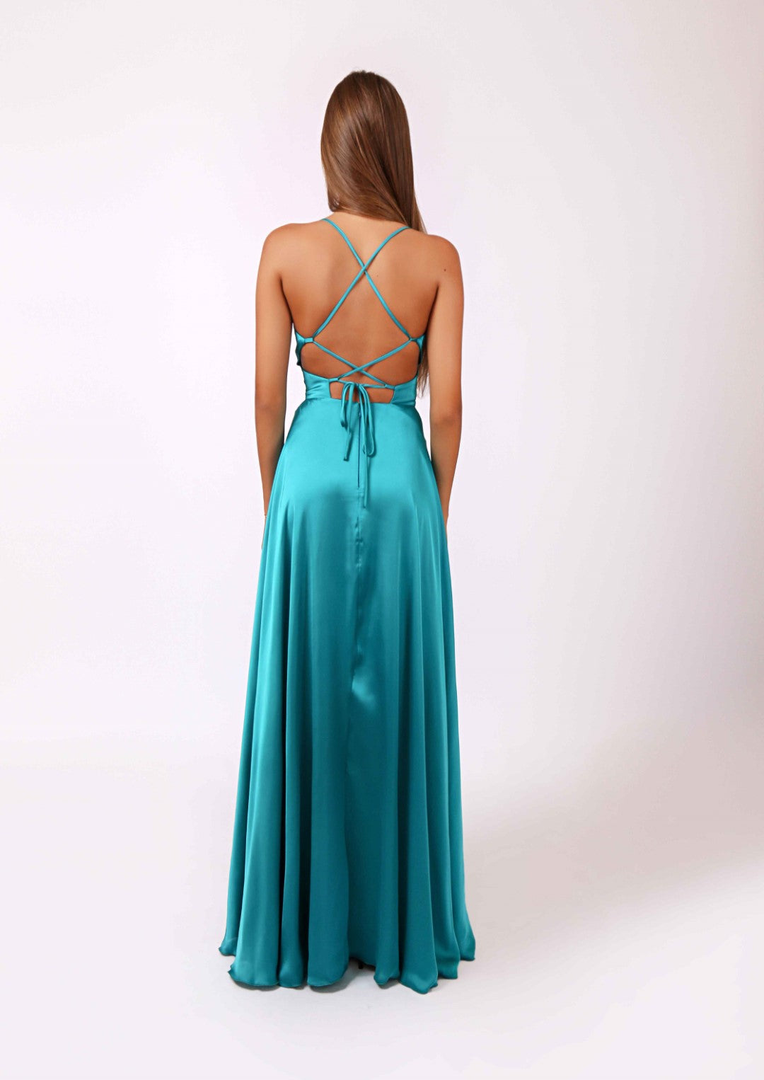 Satin Dress with Frontal Dress and Back Detail