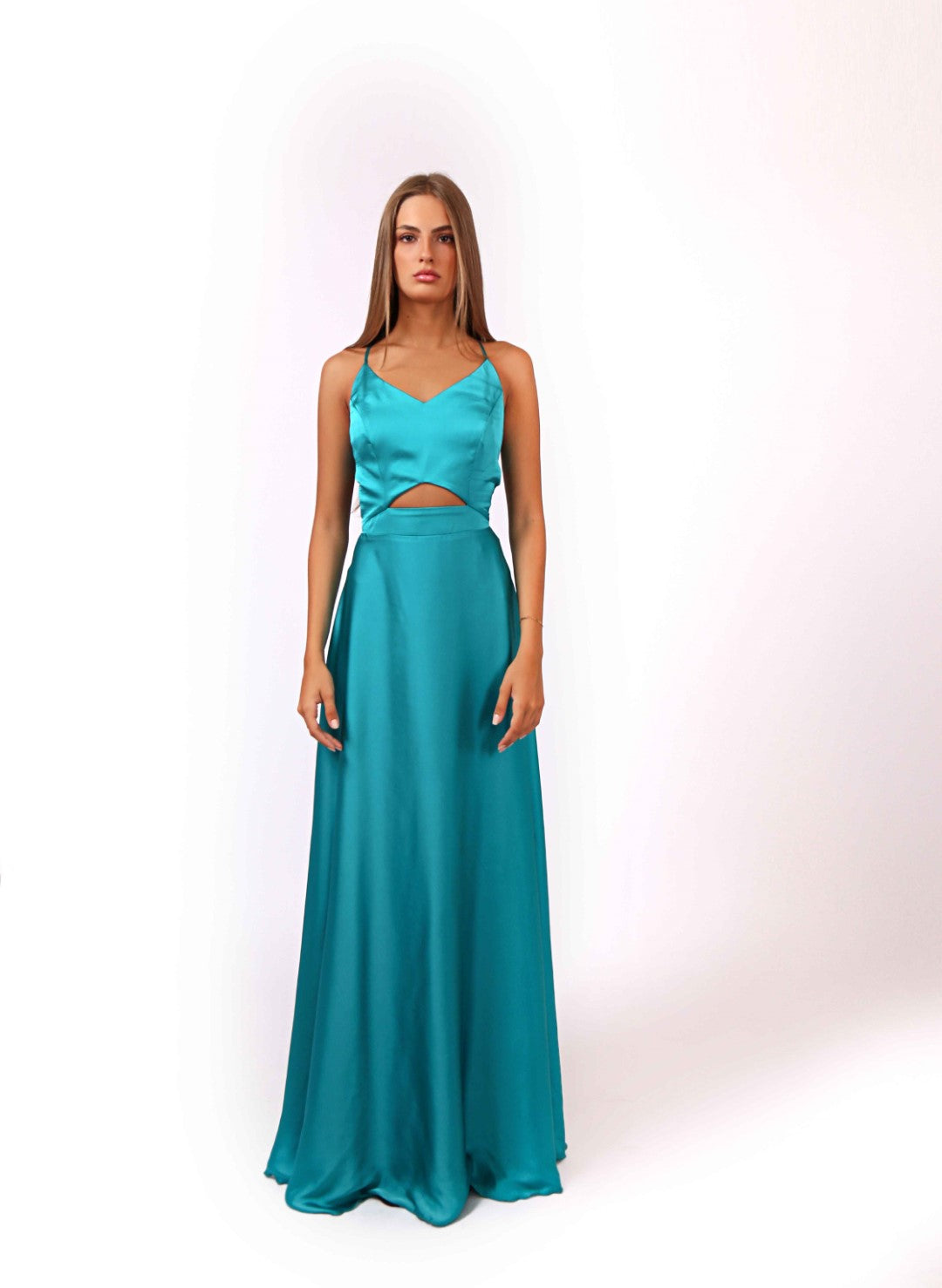 Satin Dress with Frontal Dress and Back Detail
