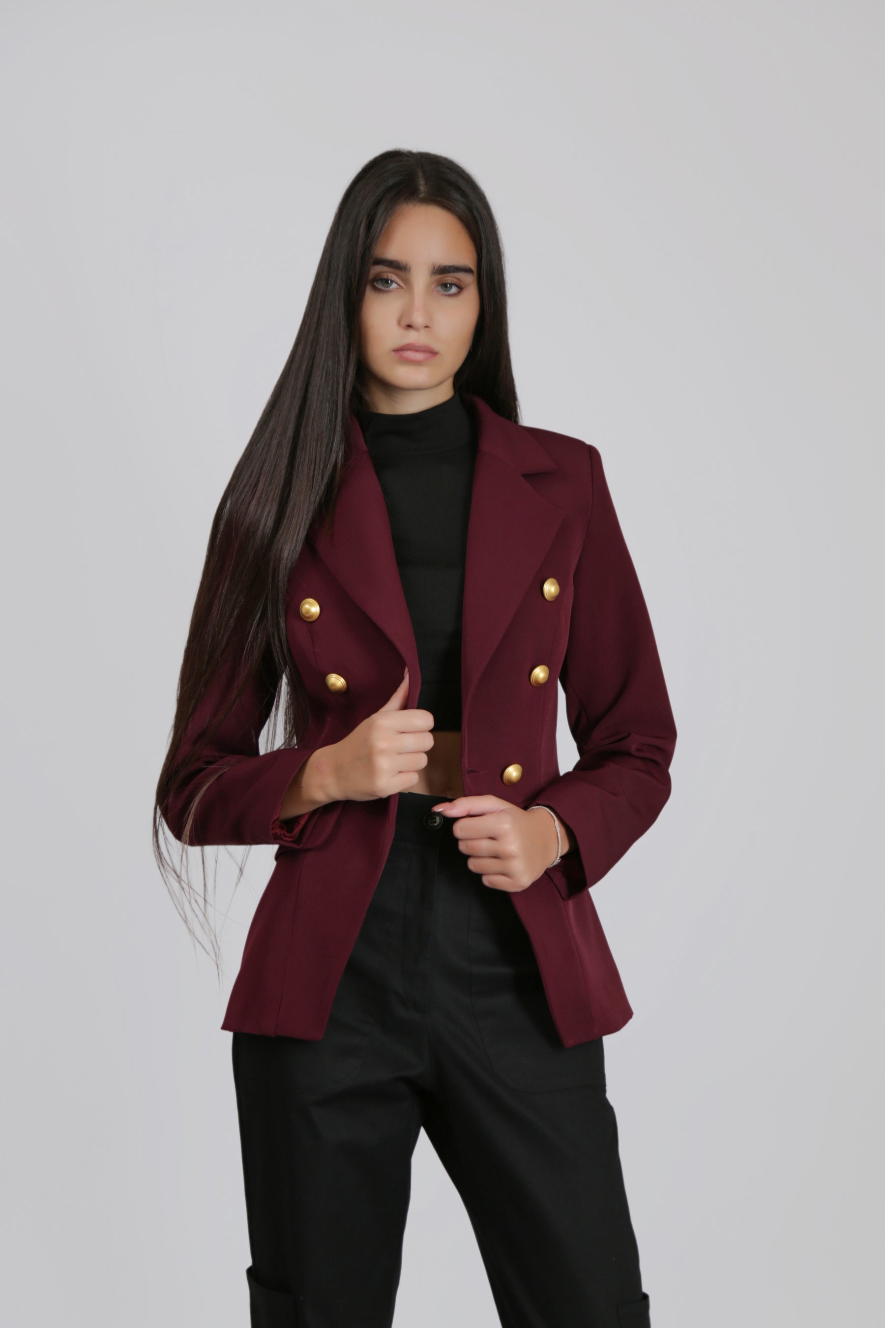 Double-Breasted Jacket with Gold Buttons