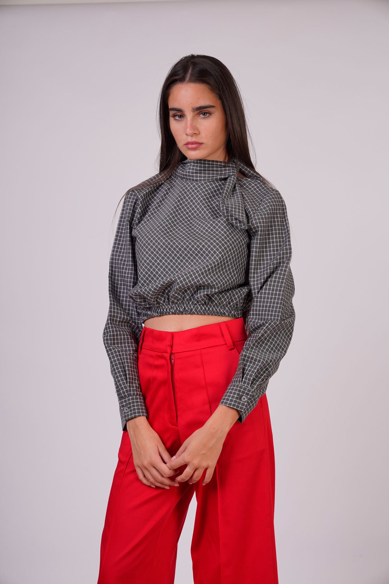 Checkered Top with Necktie