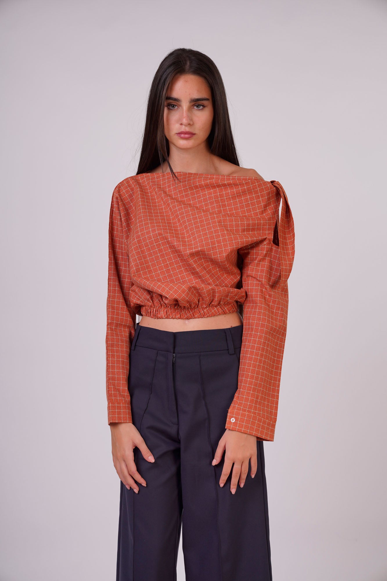 Checkered Top with Side Tie