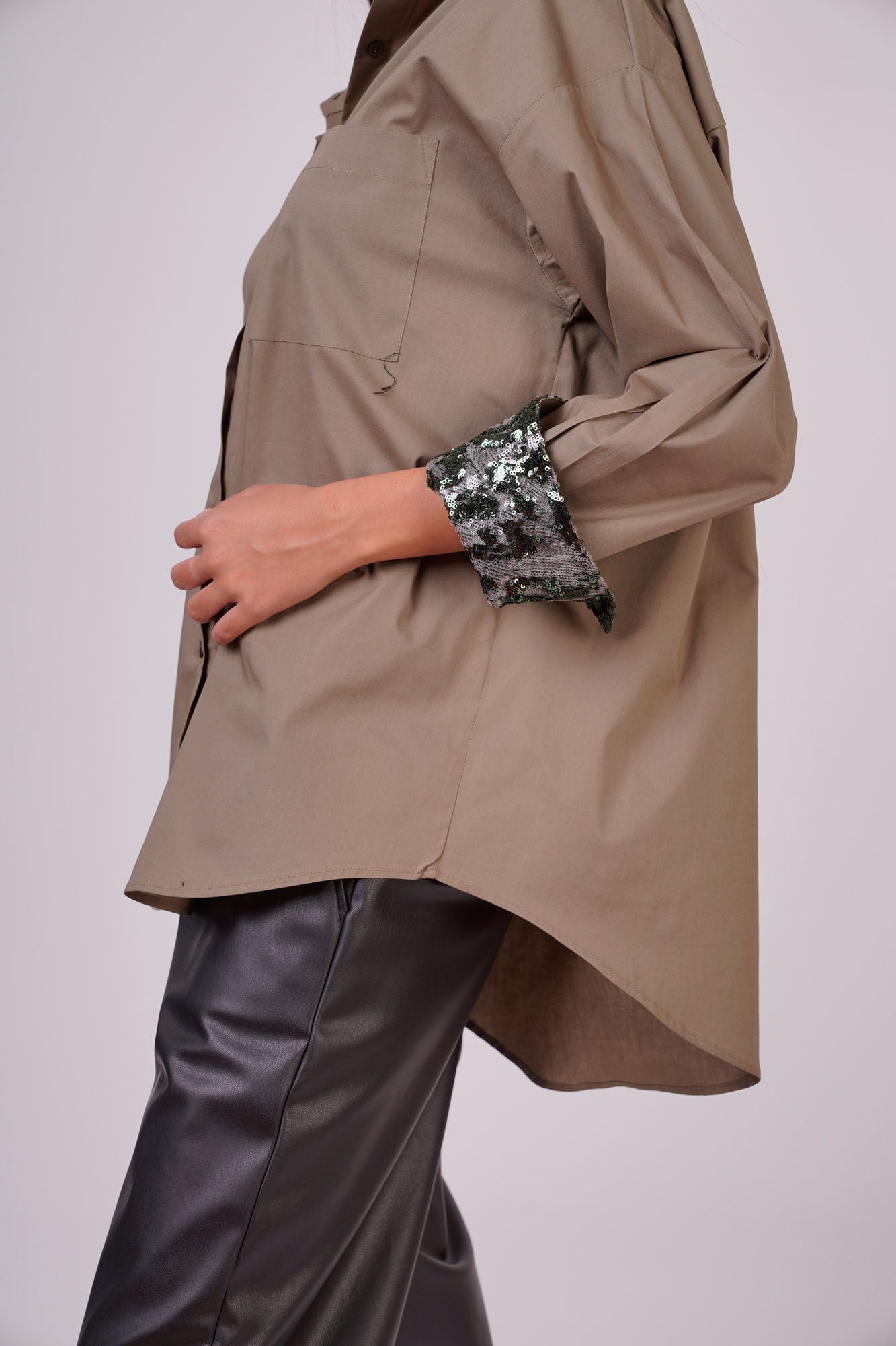 Flowing Blouse with Embroidered Sleeves