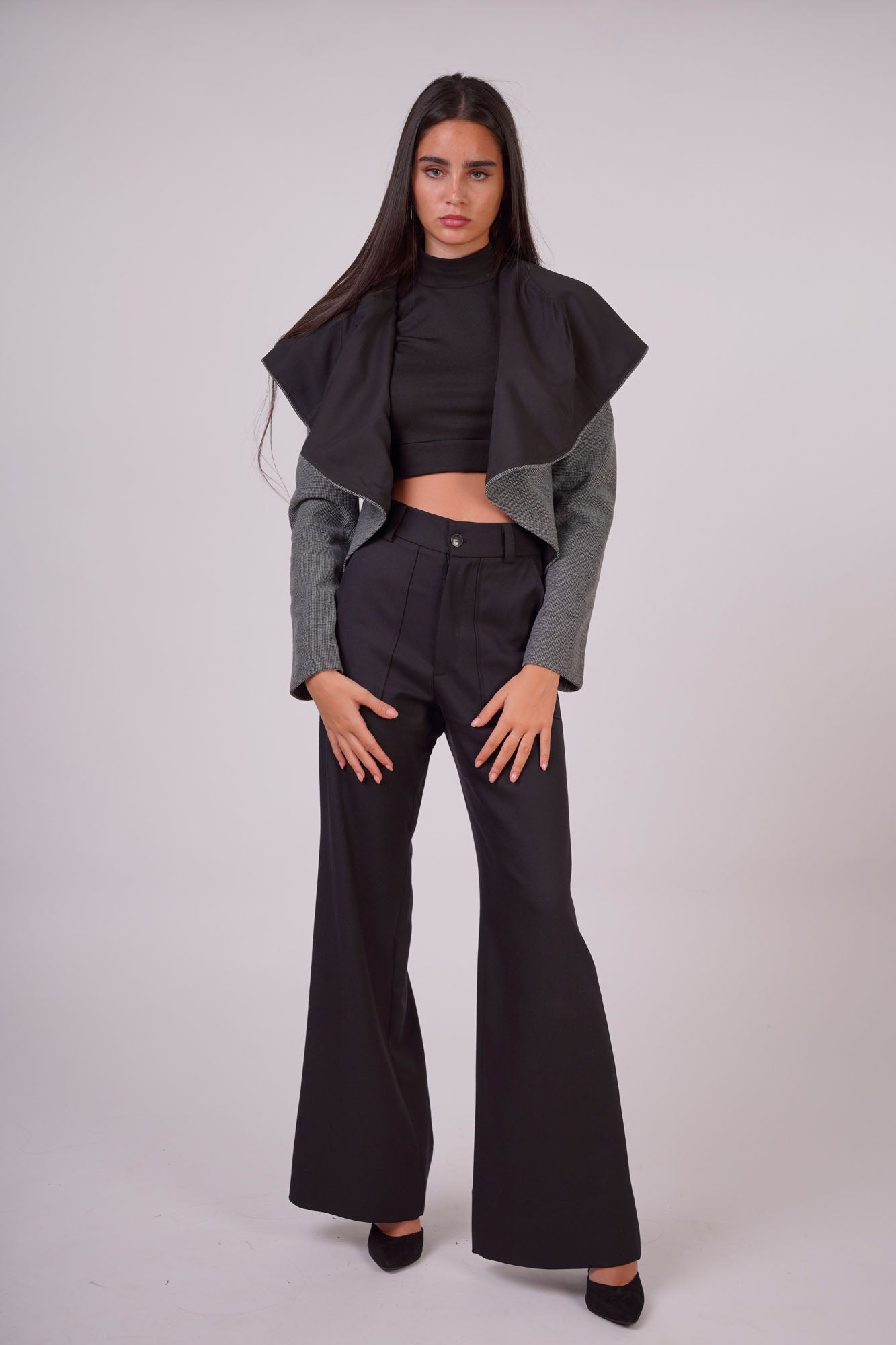 Light Grey Textured Jacket with CAPE
