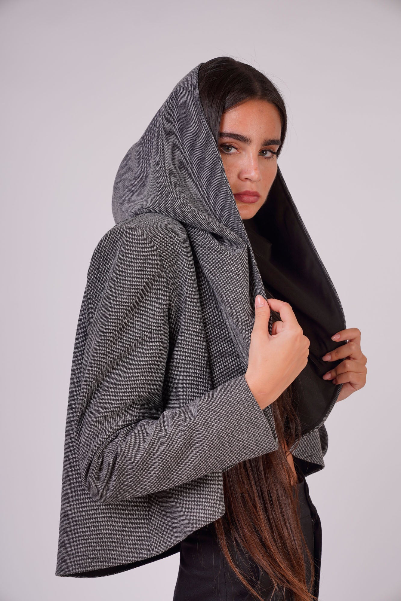 Light Grey Textured Jacket with CAPE