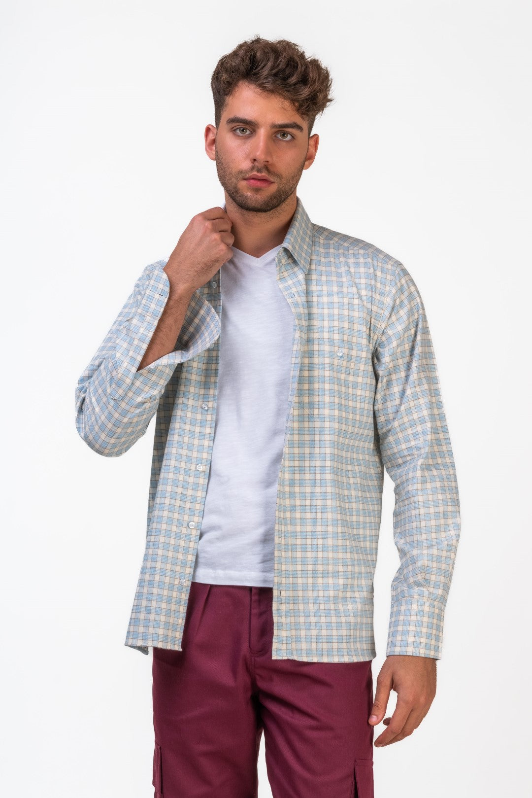 Blue Regular Fit Checked Cotton Flannel Shirt