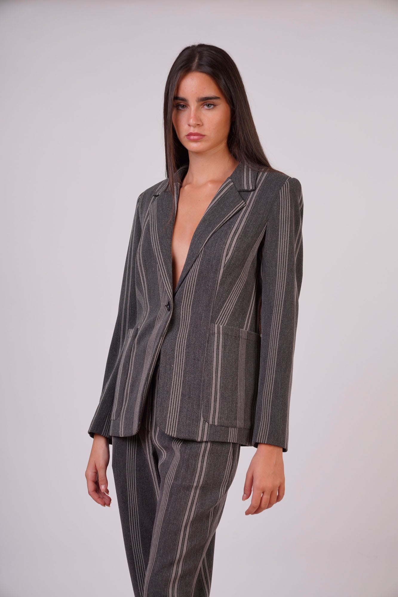 Masculine Two-Pieces Suit with Inner Side Zip