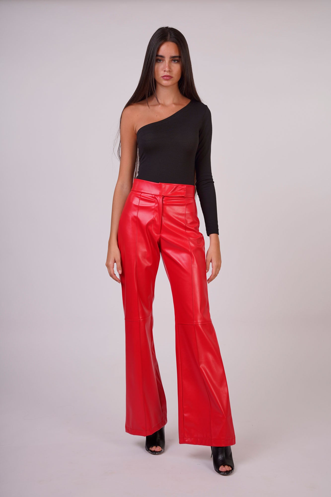 High-Rise Faux Leather Trousers