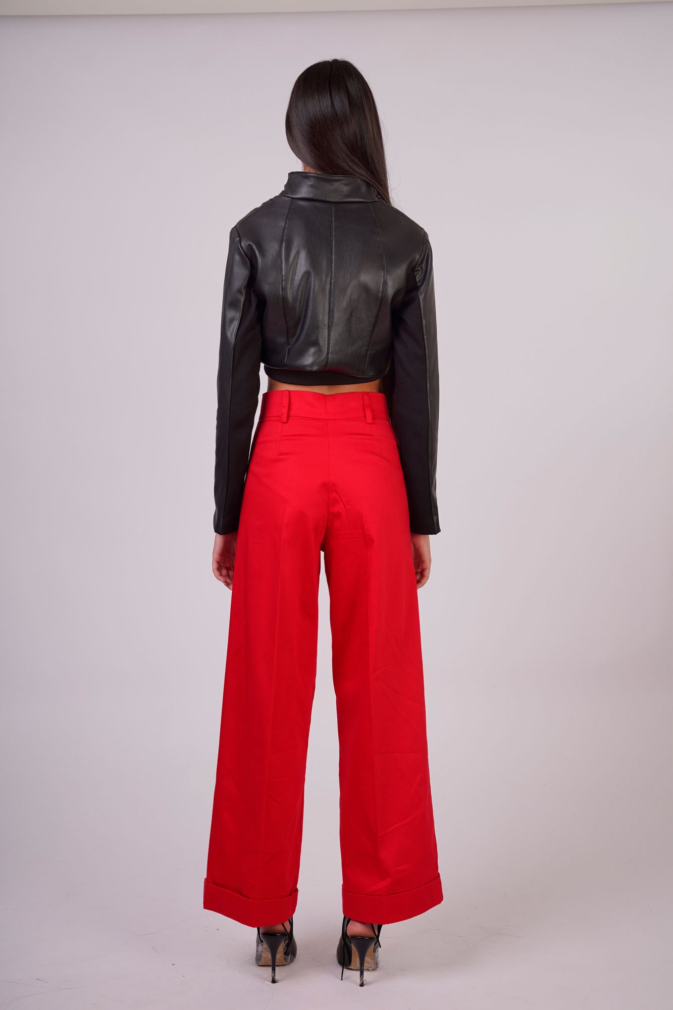 Faux Leather Biker Jacket with Frontal Zip
