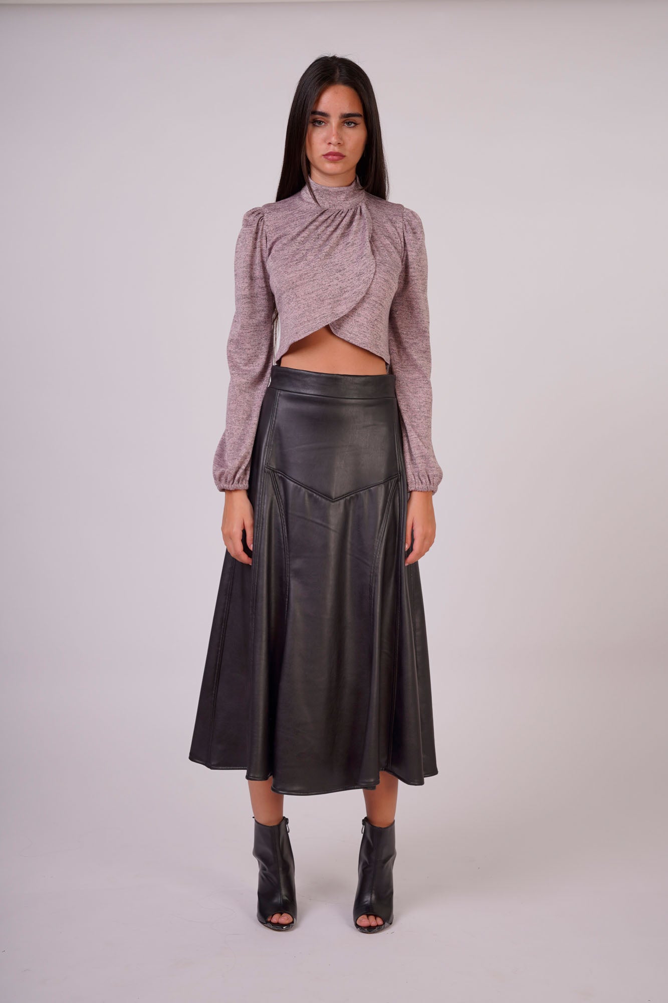 Non-Laminated Faux Leather Skirt