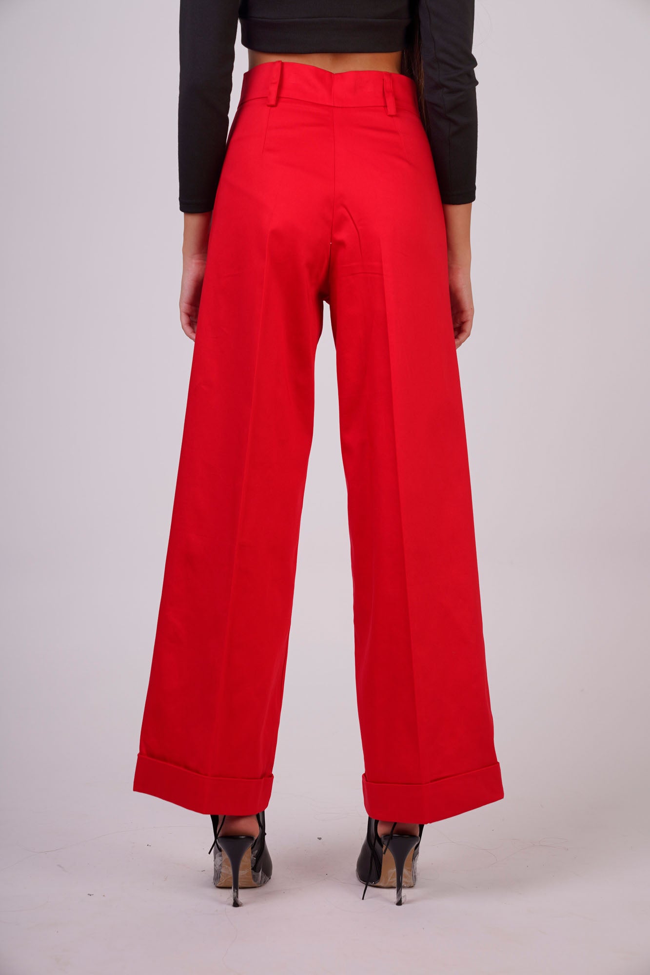 Wide-Leg Trousers with Front Pockets.