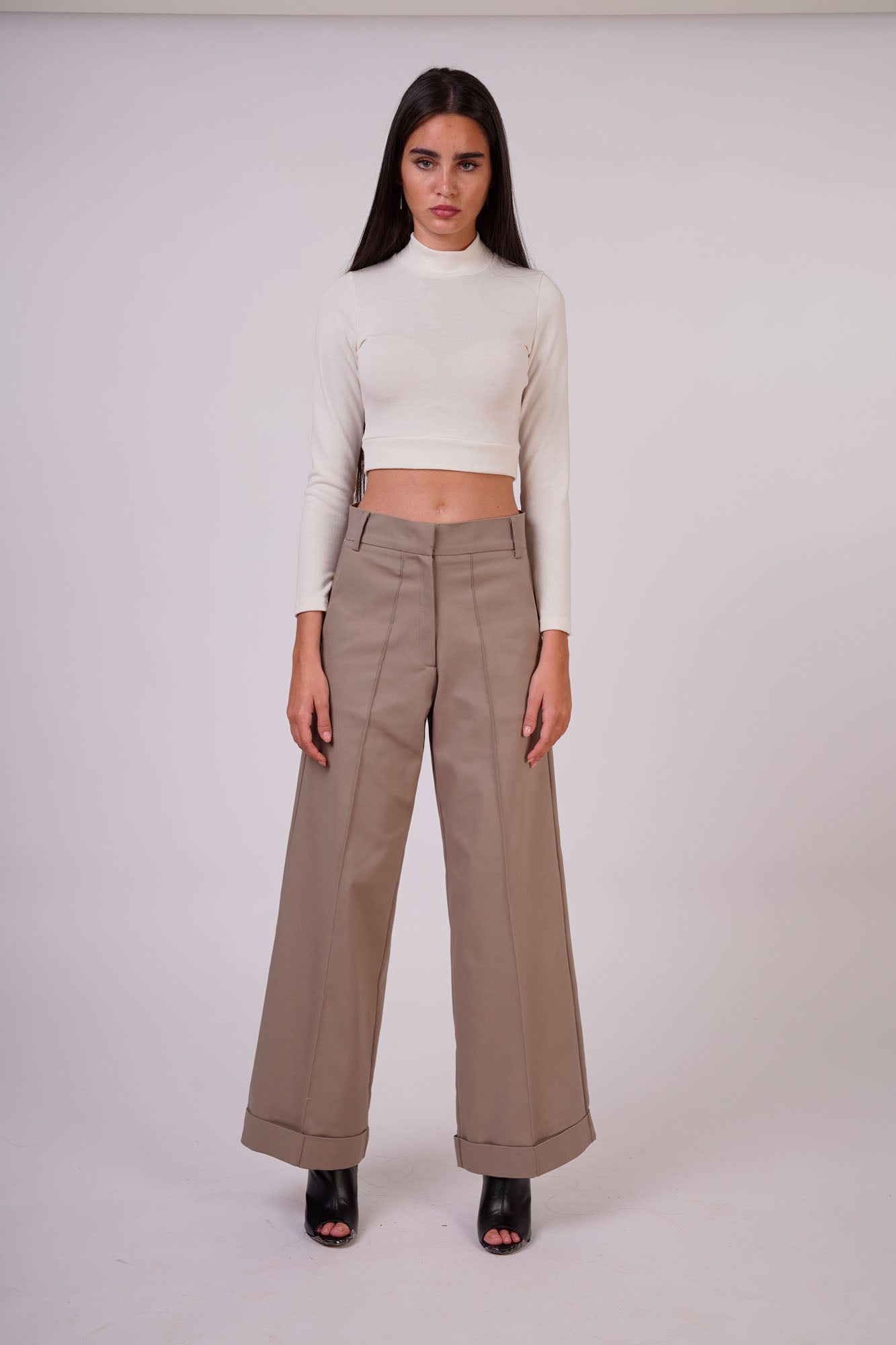 Wide-Leg Trousers with Front Pockets.