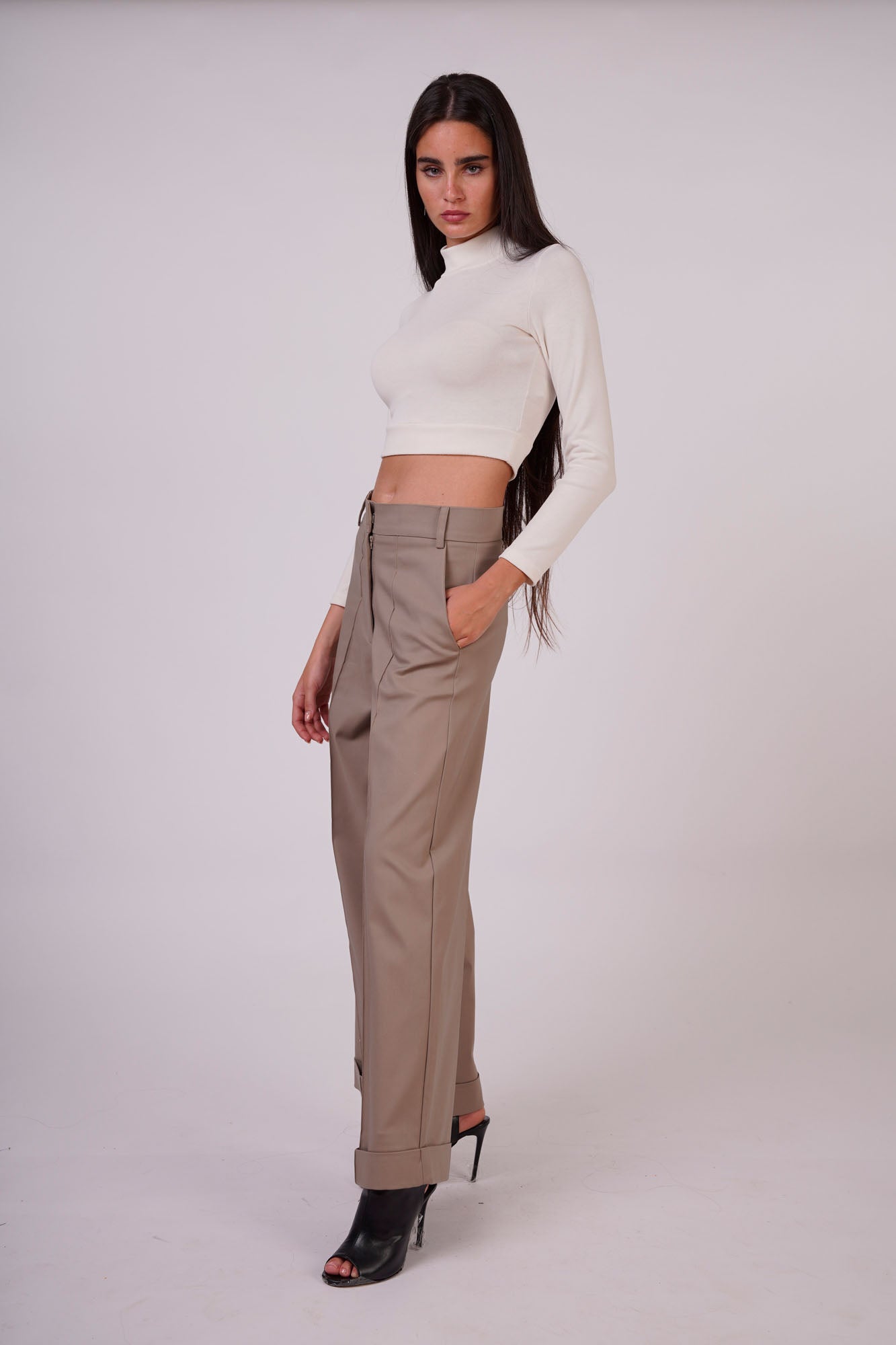 Wide-Leg Trousers with Front Pockets.