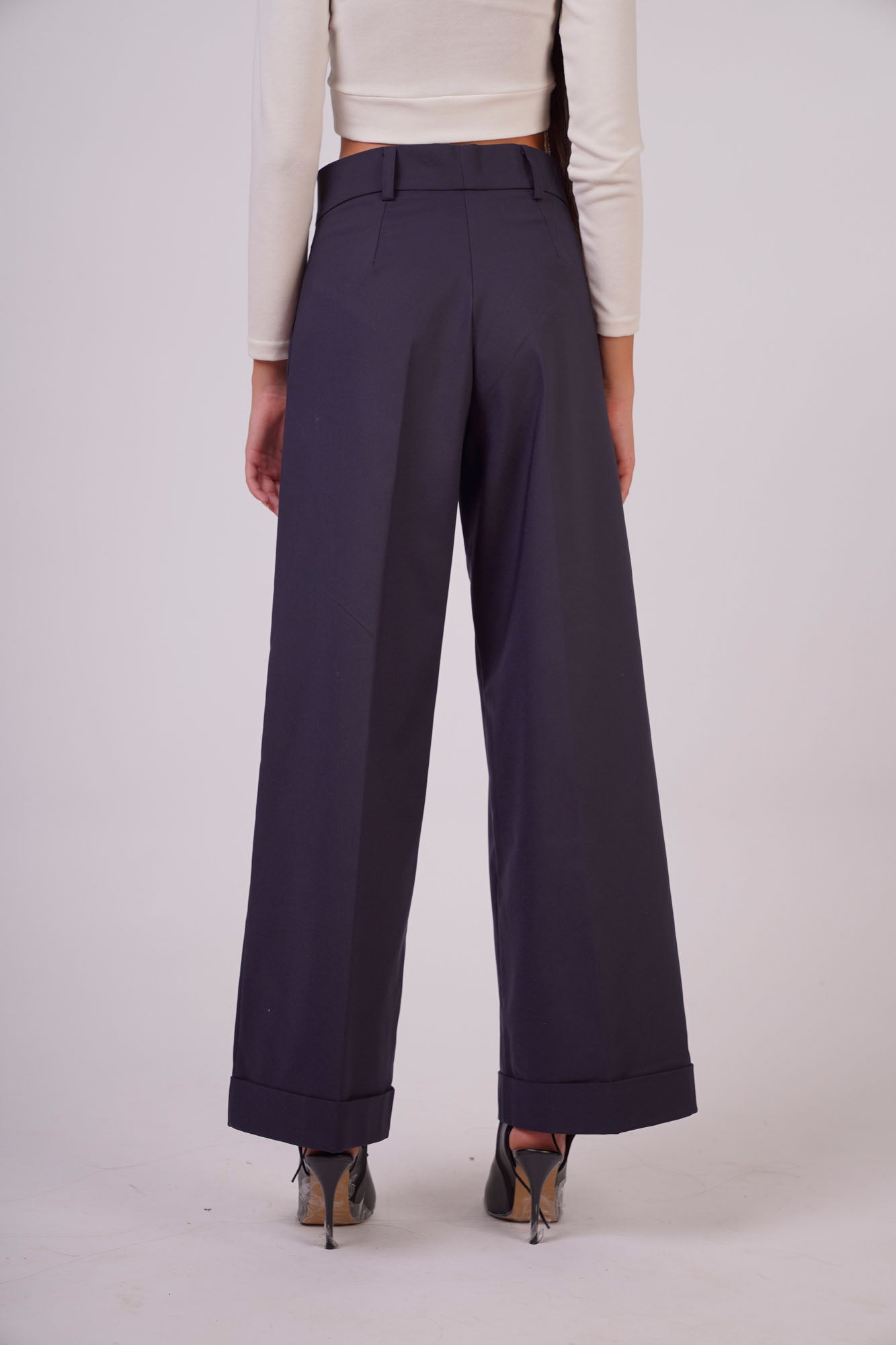 Wide-Leg Trousers with Front Pockets.