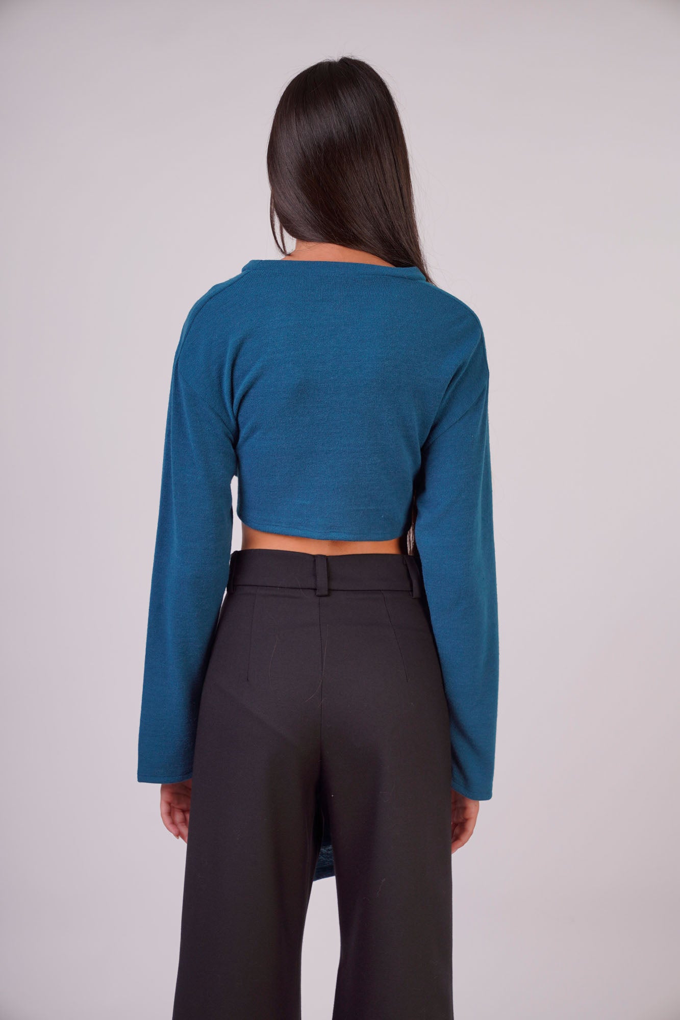 Soft Knit Cropped Sweater with Front or Back Tie