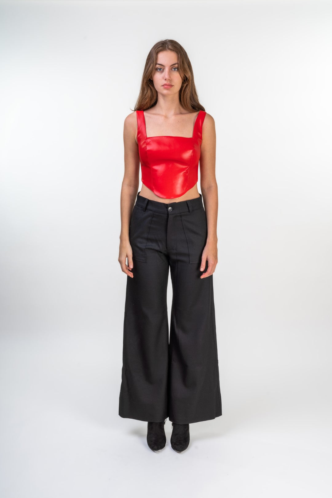 Faux Leather Corsetry-Inspired Top
