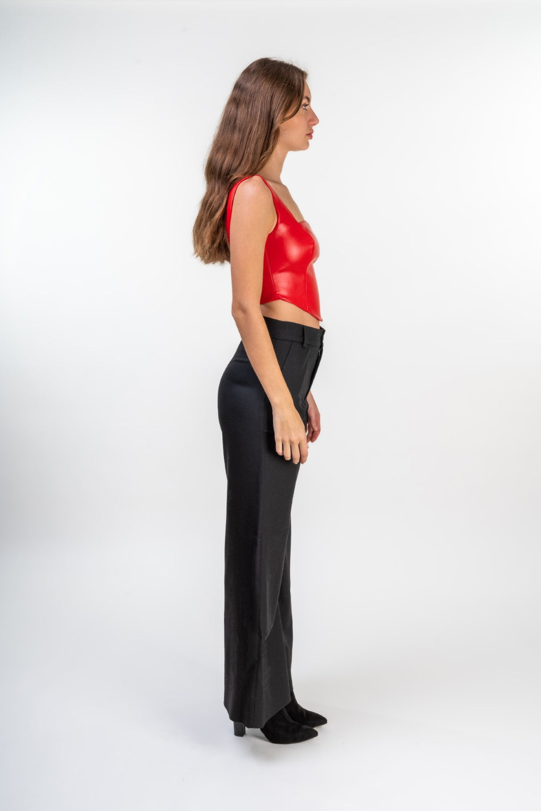 Faux Leather Corsetry-Inspired Top
