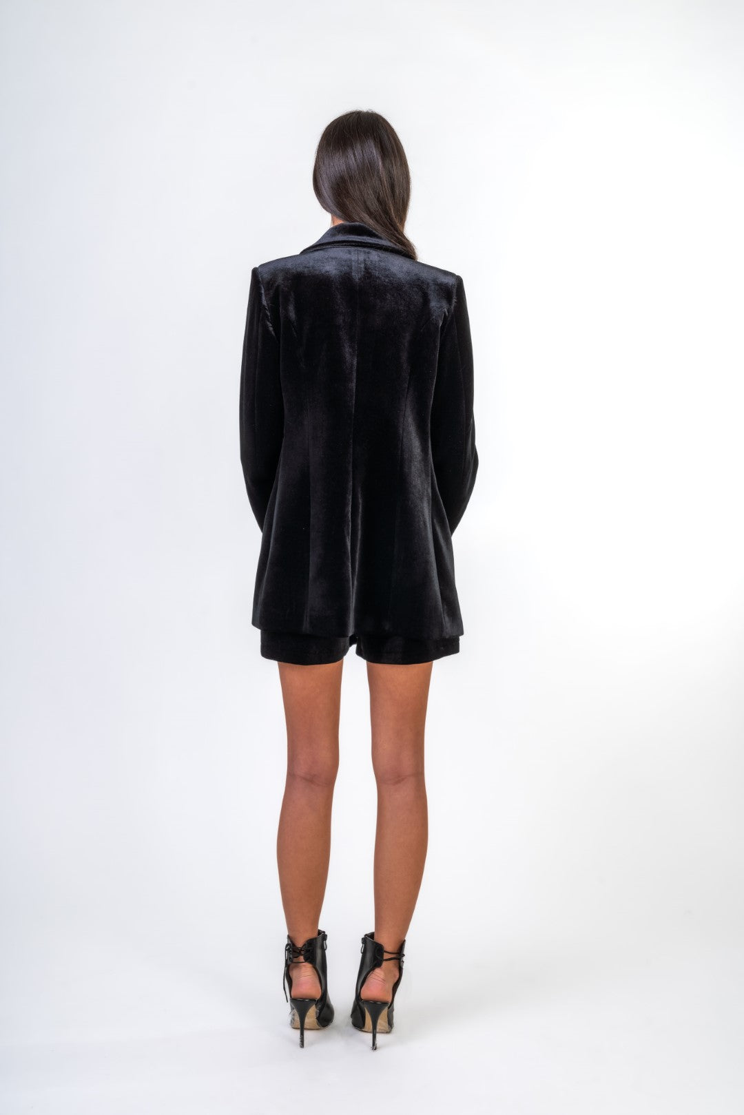 Oversized Velvet Jacket And Short Suit