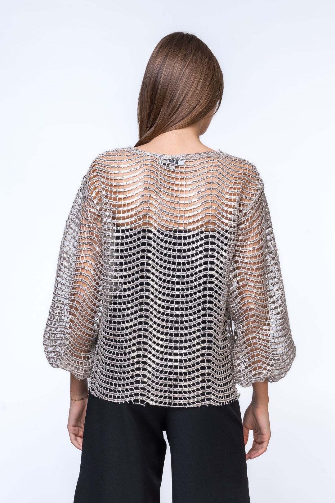 Sheer Top with Voluminous Sleeves