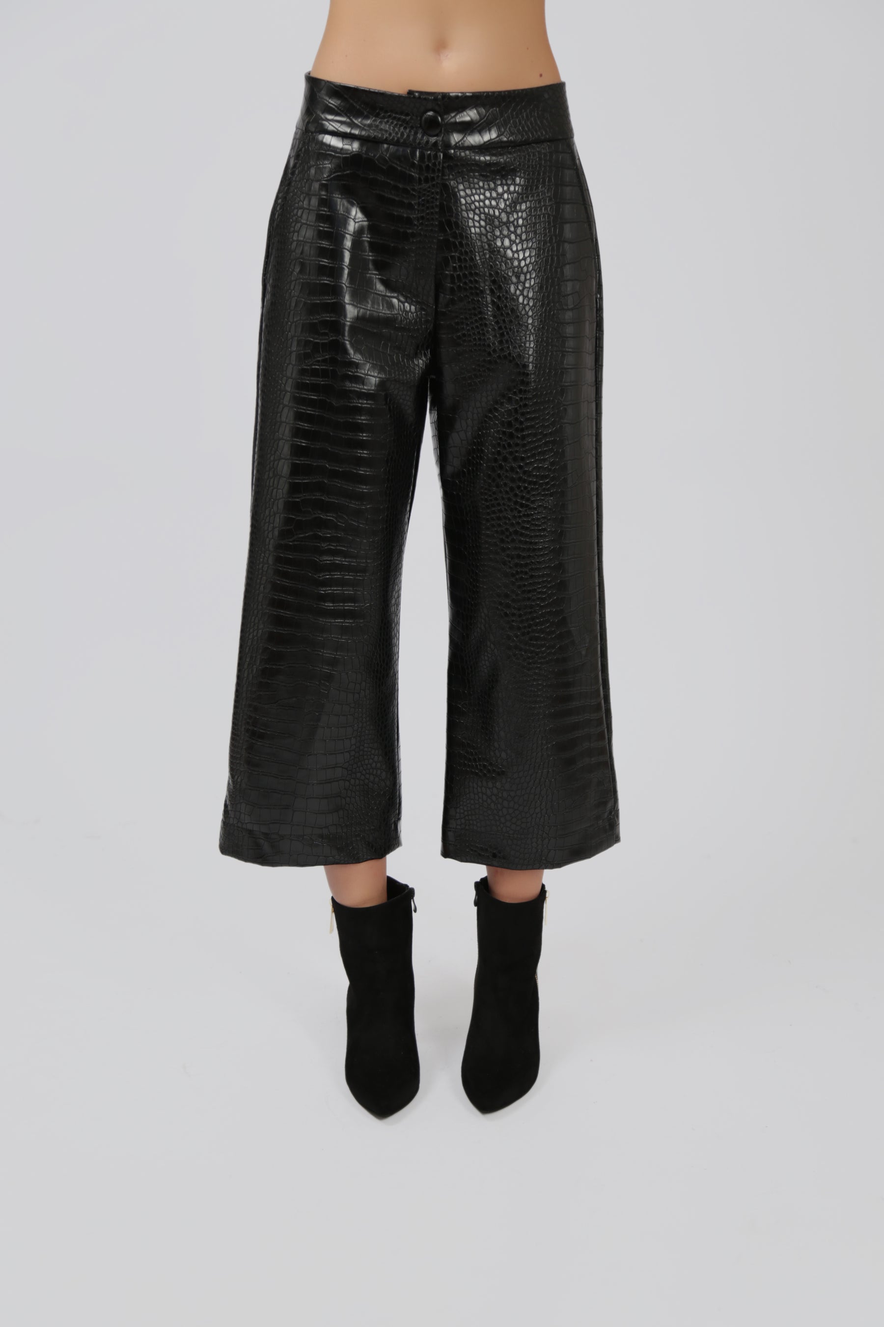 Straight-Leg Faux Leather Trouser
