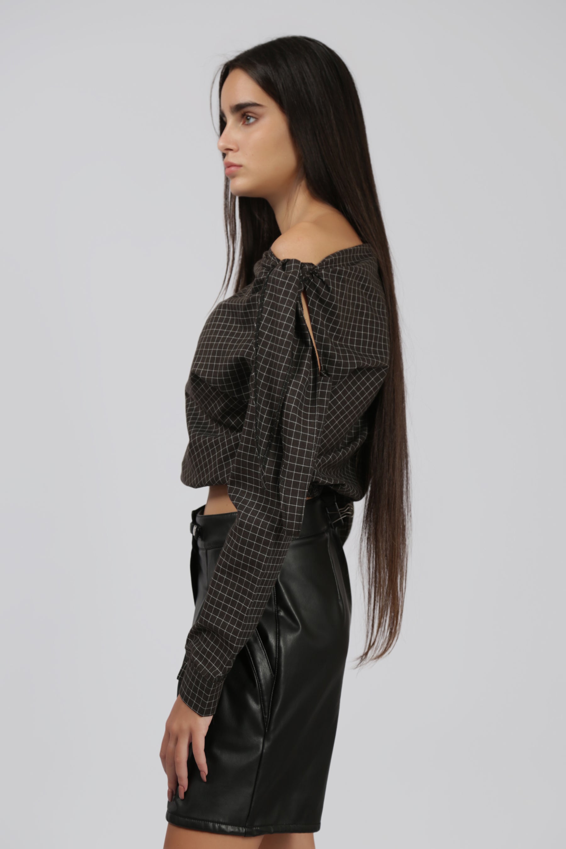 Checkered Top with Side Tie