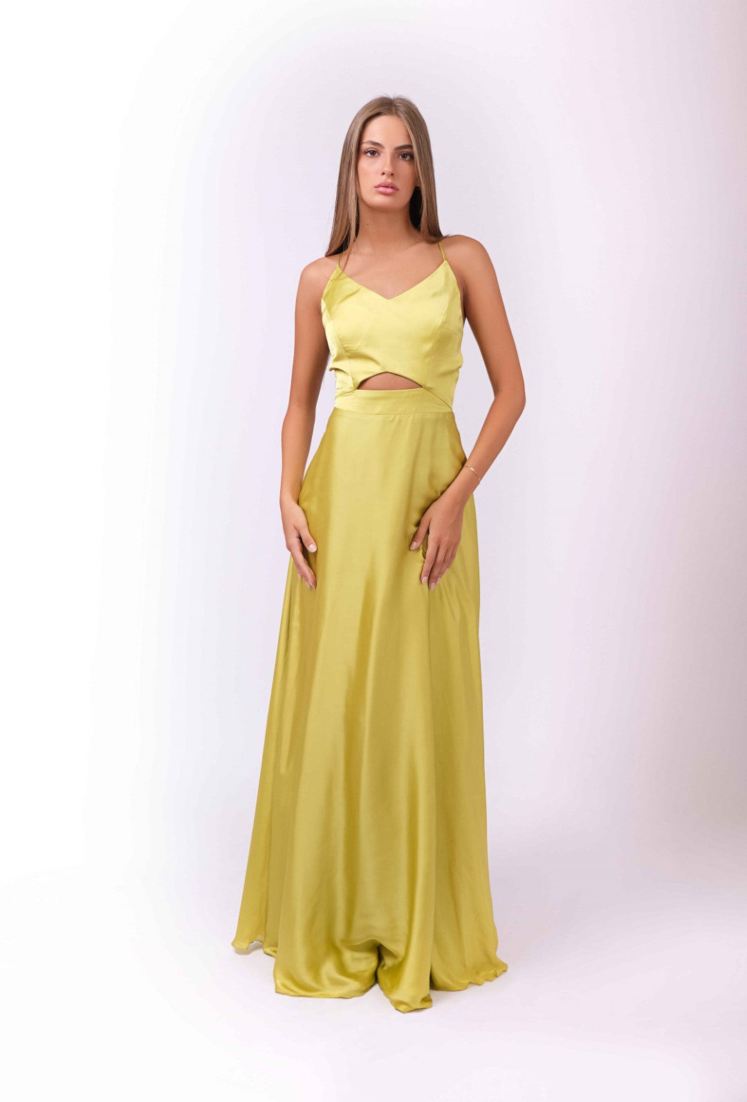 Satin Dress with Frontal Dress and Back Detail
