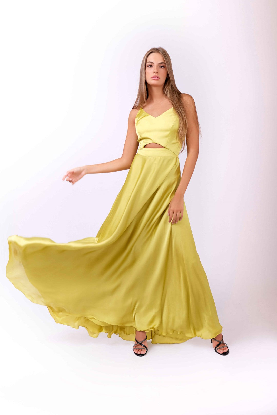 Satin Dress with Frontal Dress and Back Detail