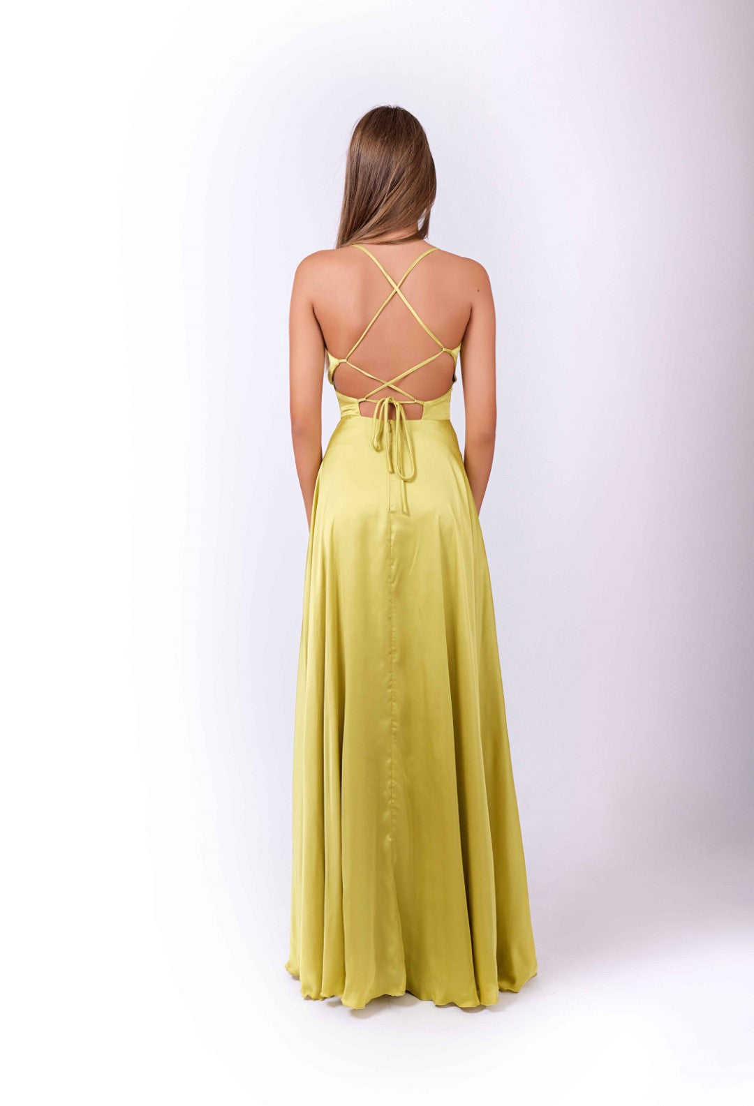 Satin Dress with Frontal Dress and Back Detail