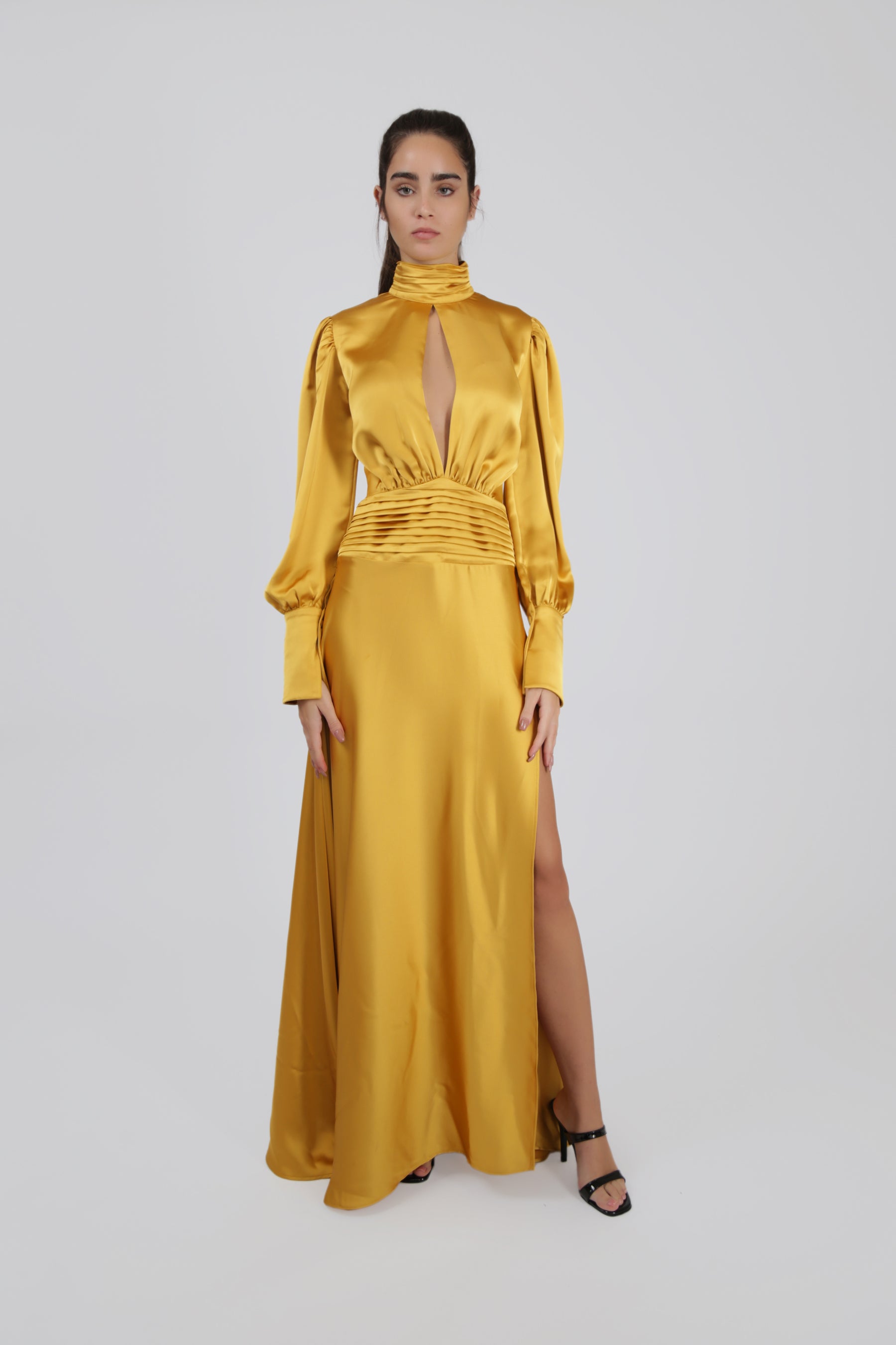 Satin Maxi Dress with Front Slit