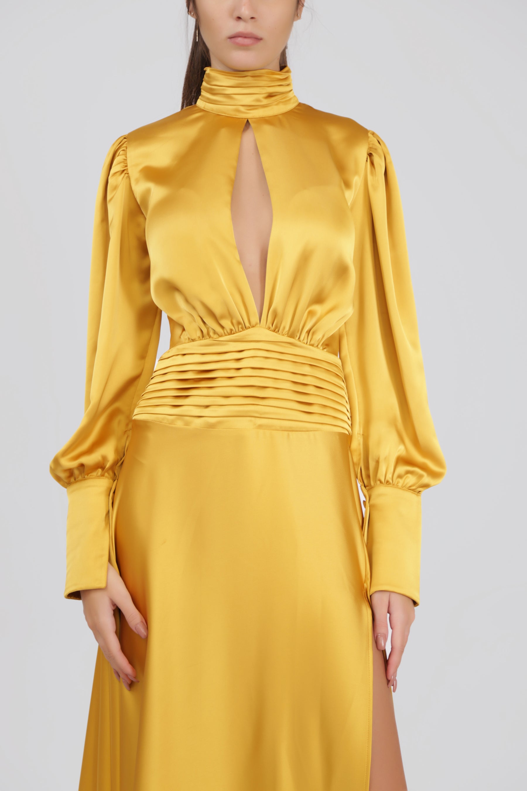 Satin Maxi Dress with Front Slit