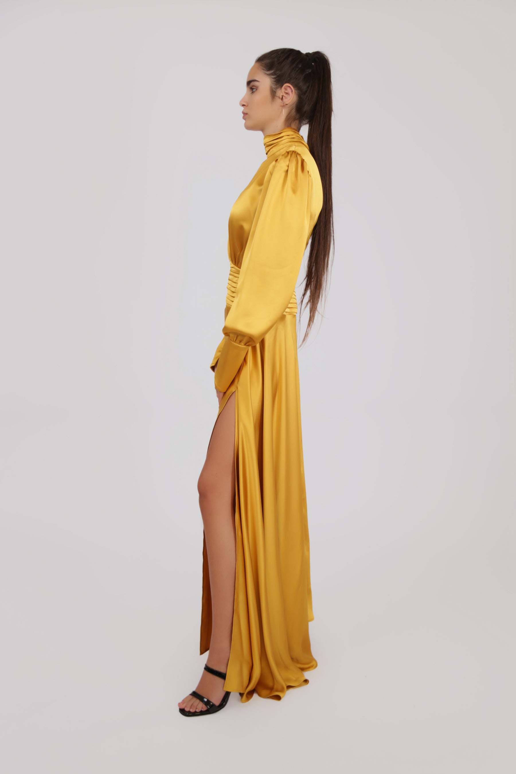 Satin Maxi Dress with Front Slit