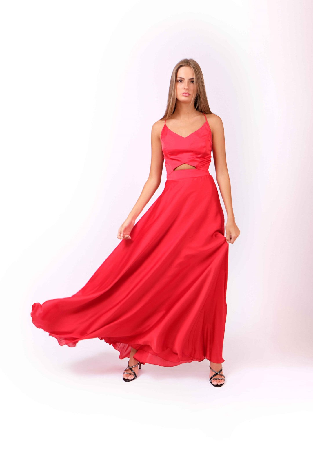 Satin Dress with Frontal Dress and Back Detail