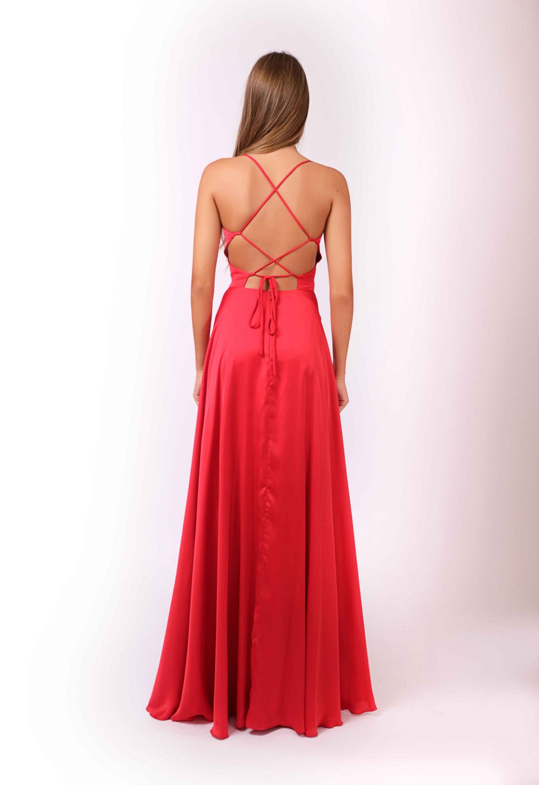 Satin Dress with Frontal Dress and Back Detail