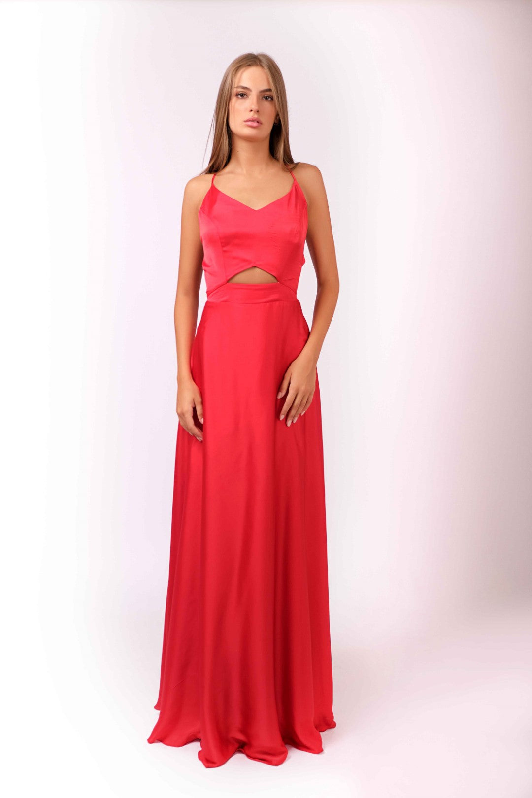 Satin Dress with Frontal Dress and Back Detail