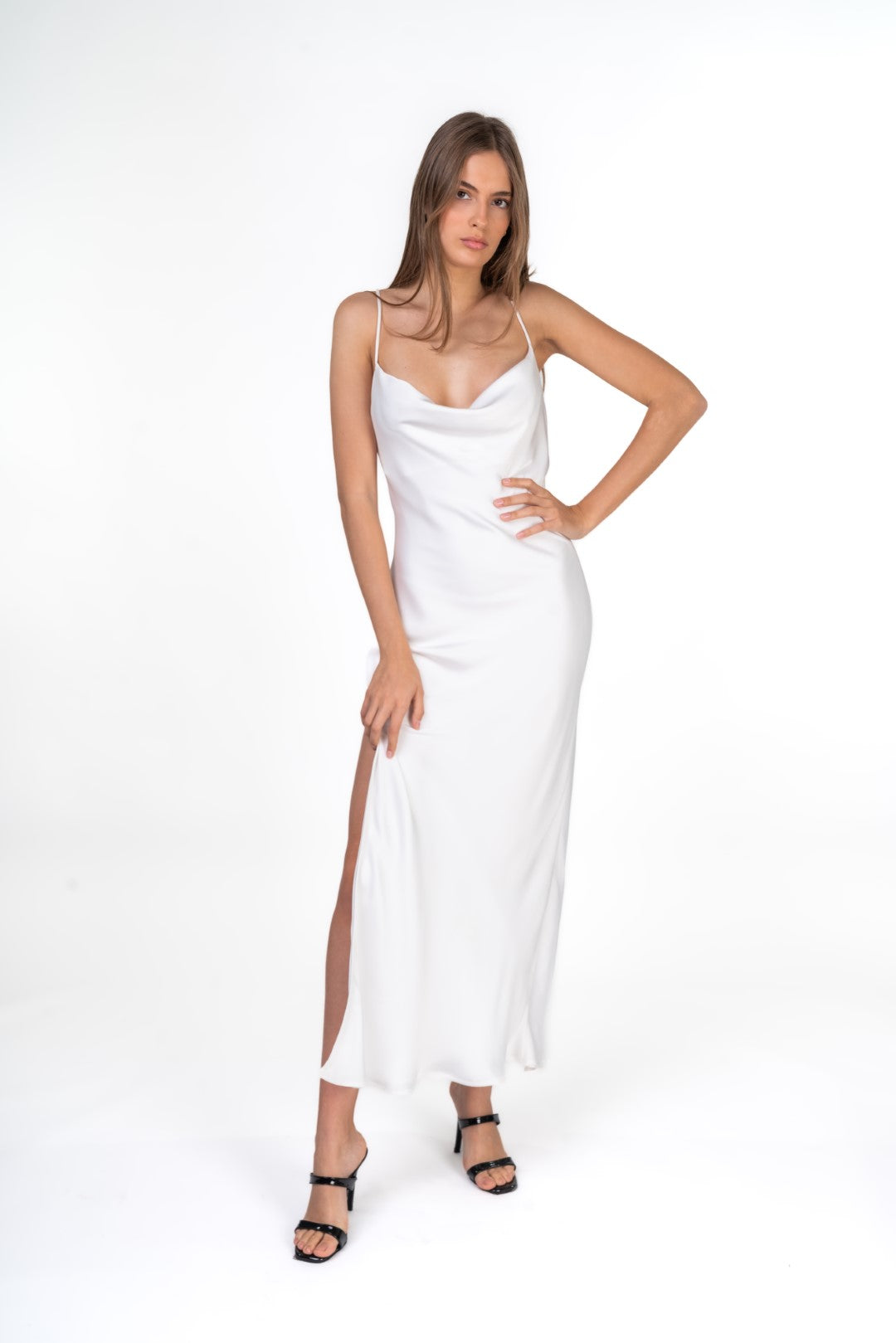 Satin Maxi Dress With Side Slit