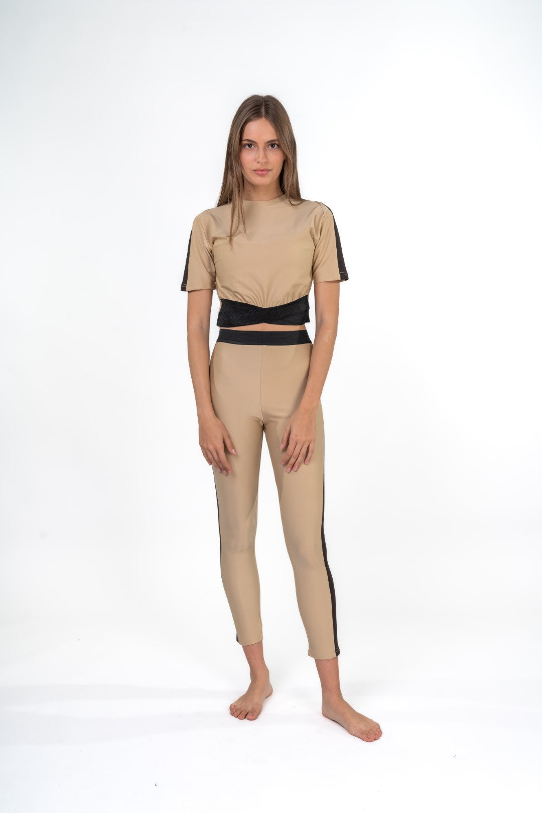 Seamless Leggings With Bralette And Crop Top