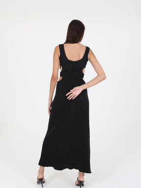 Textured Black Dress With Side Cut Outs