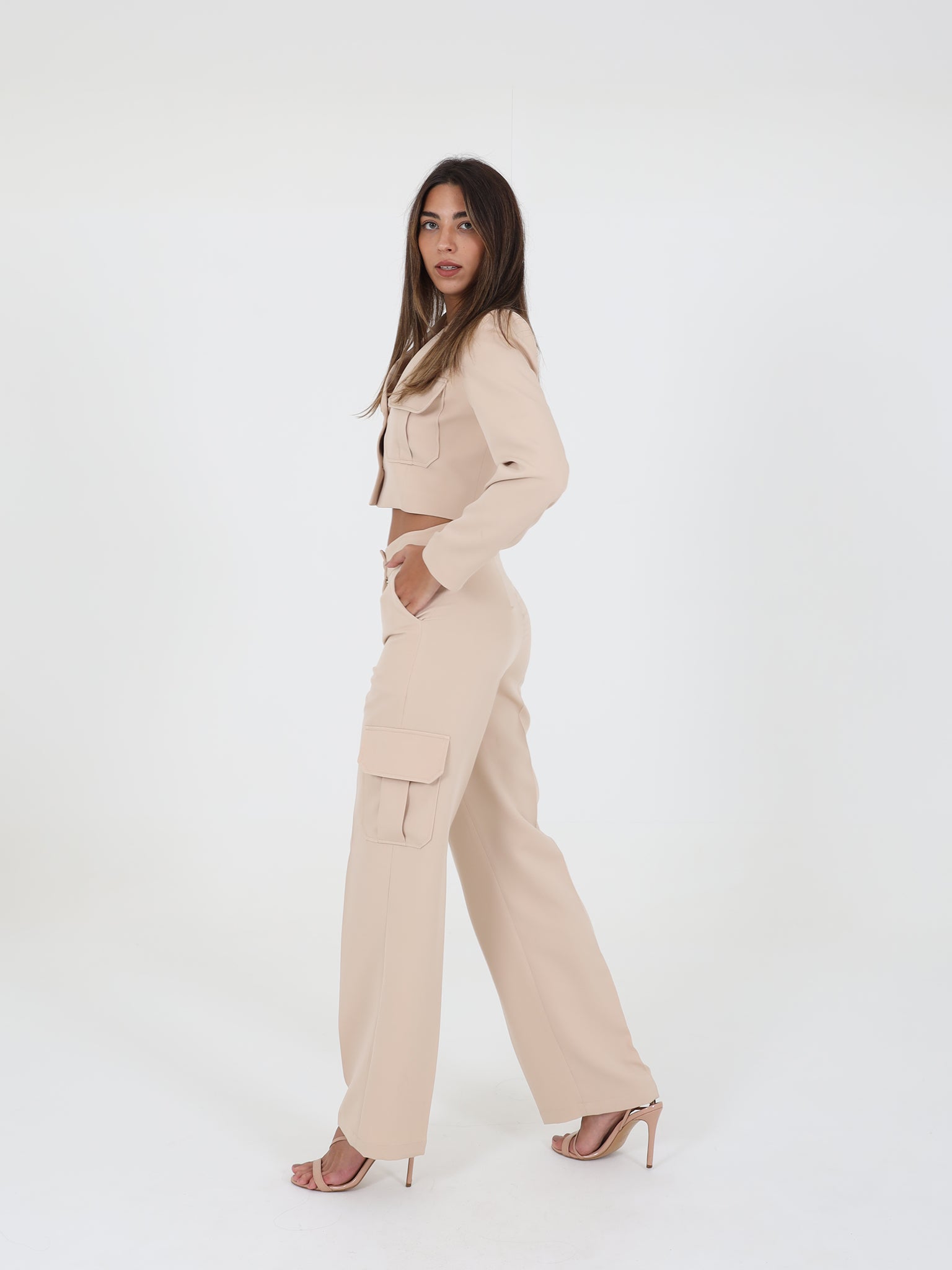 Cargo Suit Trousers And Crop Jacket