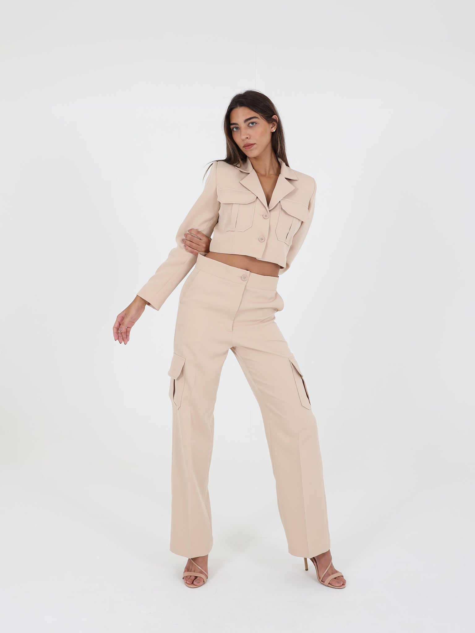 Cargo Suit Trousers And Crop Jacket