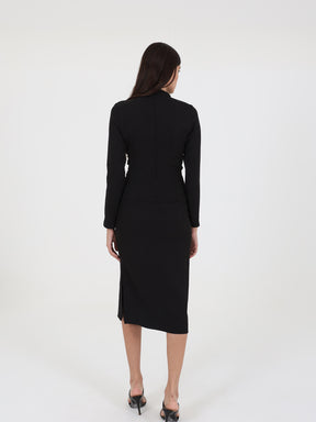 Long Sleeve Midi Dress With Open Cut Detail