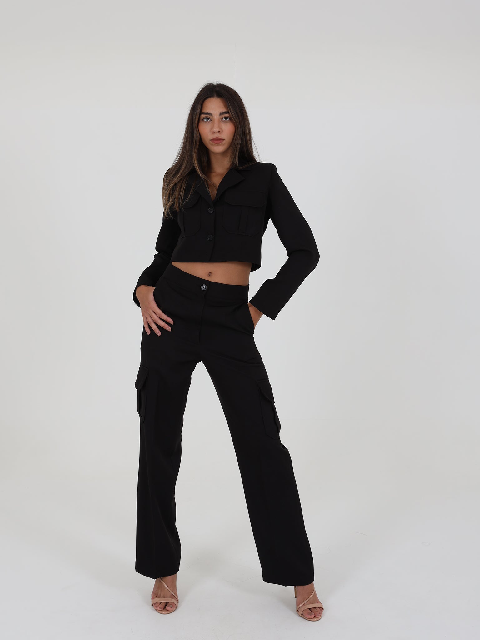 Cargo Suit Trousers And Crop Jacket