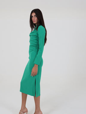 Long Sleeve Midi Dress With Open Cut Detail