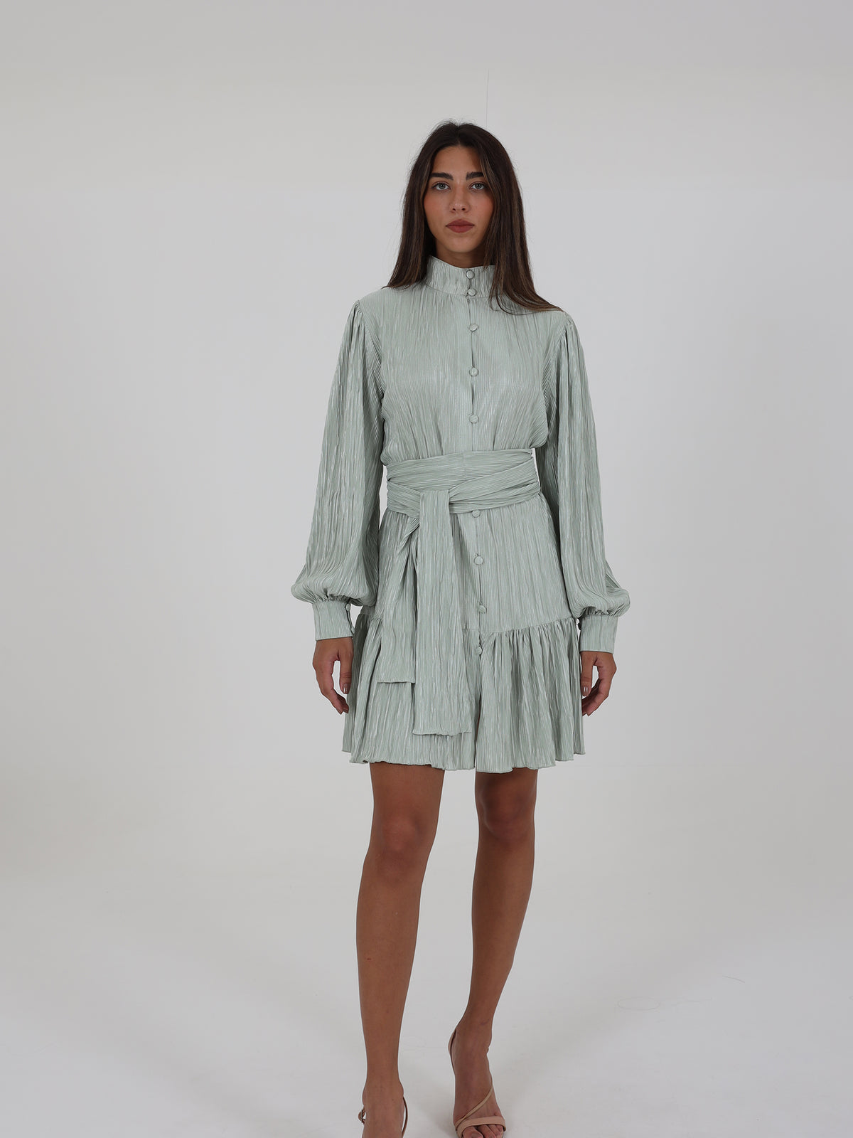 Pleated Dress With Belt